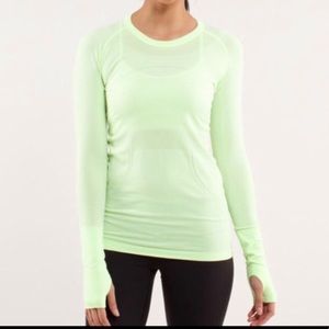Lululemon Swiftly Long Sleeve Neon Yellow Sz 4